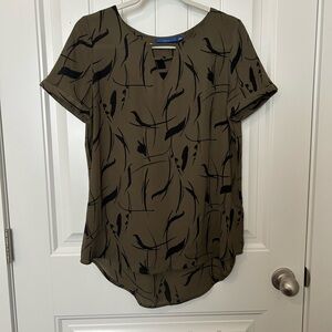 Apt. 9 Olive and Black Abstract Blouse